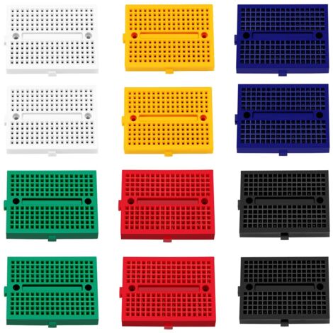 12 Pieces SYB-170 Seamless Prototype Kit, PCB Prototype Seamless Prototype Kit for Arduino and Raspberry PI Projects (6 Colors with Double Sided Tape)