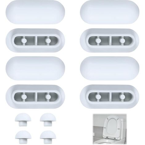 12 Pièces Tampons pour Abattant de WC, Tampons de Remplacement pour Siège de Toilette avec 8 Anneaux et 4 Couvercle Fixations et Embouts pour la Maison Le Bureau l'hôtel