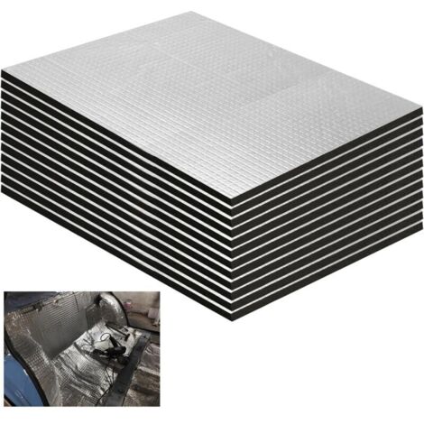 12 Pièces Tapis D'Isolation Acoustique 250 x 180 x 5 mm Tapis de Voiture Isolant Autocollant Tapis Insonorisant pour Voiture Tapis D'isolation Phonique pour Isolation Phonique Étanche Ignifuge