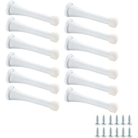 12 piezas, con tornillos, blanco, tope de puerta con resorte, tope de puerta manual antipellizcos para seguridad infantil en la puerta superior,