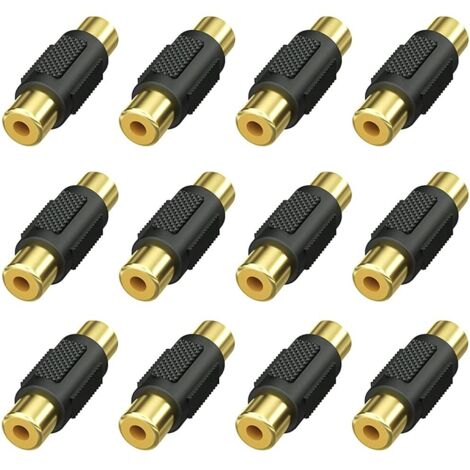 12 piezas de acoplador RCA hembra, conector adaptador RCA hembra a RCA hembra para altavoz, cable RCA, fono, amplificador