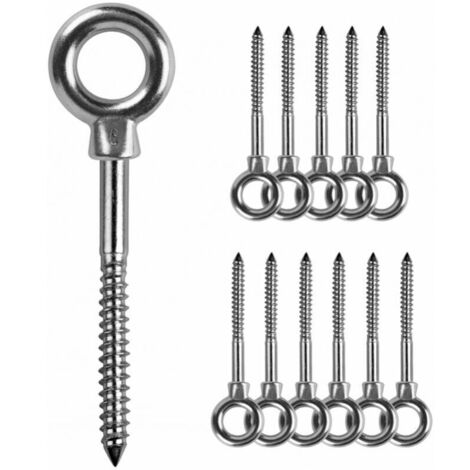 12 piezas de cáncamos, cáncamo M6 x 60 mm, anillos de elevación M6, cáncamo, acero inoxidable 316, gancho de tornillo, cáncamo M6,