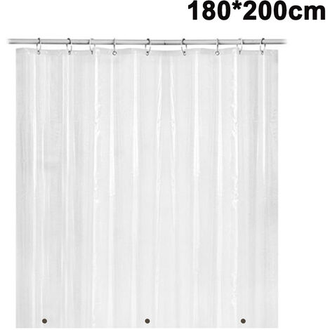 Cortina de ducha transparente impermeable para el hogar, visillo de baño de  plástico blanco, forro transparente/