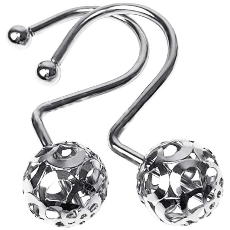 

12 piezas de ganchos de cortina de ducha de bola hueca de calidad de lujo a prueba de óxido de acero inoxidable anillos de cortina de ducha ganchos