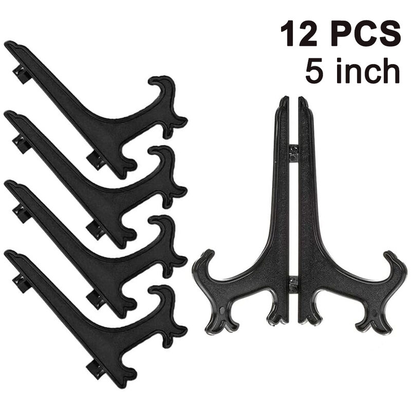 

12 piezas de plástico, estantes para platos, estantes para platos, platos plegables, soportes de exhibición para exhibir platos de colección,