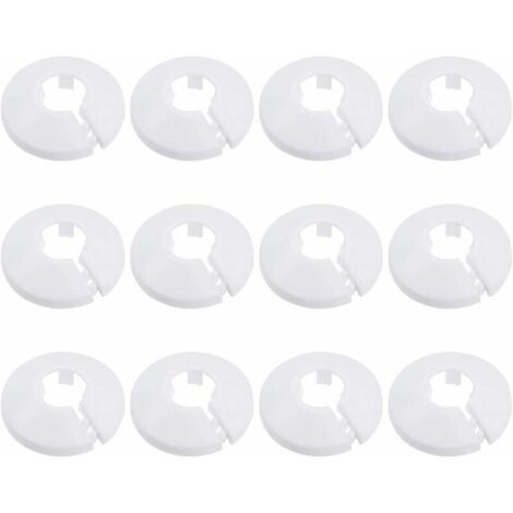 12 piezas de tapas para tuberías, abrazaderas para radiadores, manguitos para radiadores con roseta redonda blanca de 15 mm de diámetro (blanco)