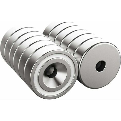 JALLERIA 12 piezas Imanes Fuerza 16 x 5 mm con Agujero y Cápsula, Imán de Olla Avellanada con Tornillo,