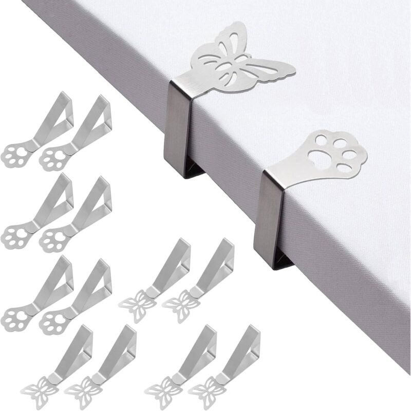 12 Pince Nappe Extérieur 7x4cm, Épaisse Anti-Glissant, Acier Inoxydable, Intérieur/Extérieur