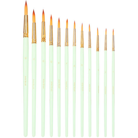 12 Pinceaux de Peinture Artistique en Nylon pour Aquarelle et Huile - Lot de 12