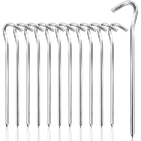 12 Piquets Tente 18cm, Aluminium, Légers, Portables, pour Camping, Jardinage, Randonnée, Pêche
