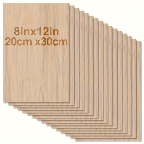 12 planches de bois carrées vierges, 20 x 30 cm, épaisseur 2 mm, idéales pour le coloriage, la peinture, le bricolage et la découpe laser