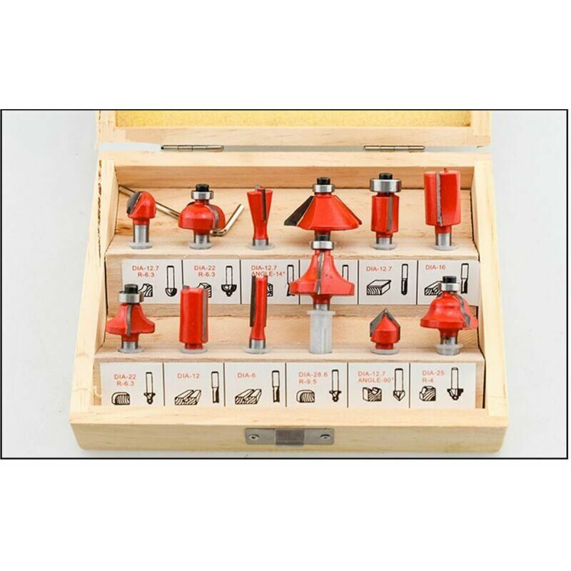 1/2 poignée 12 pièces ensemble de couteaux à bois rouge Machine à bord décoratif tête d'onglet en carbure de tungstène avec clé pour salle d'outils