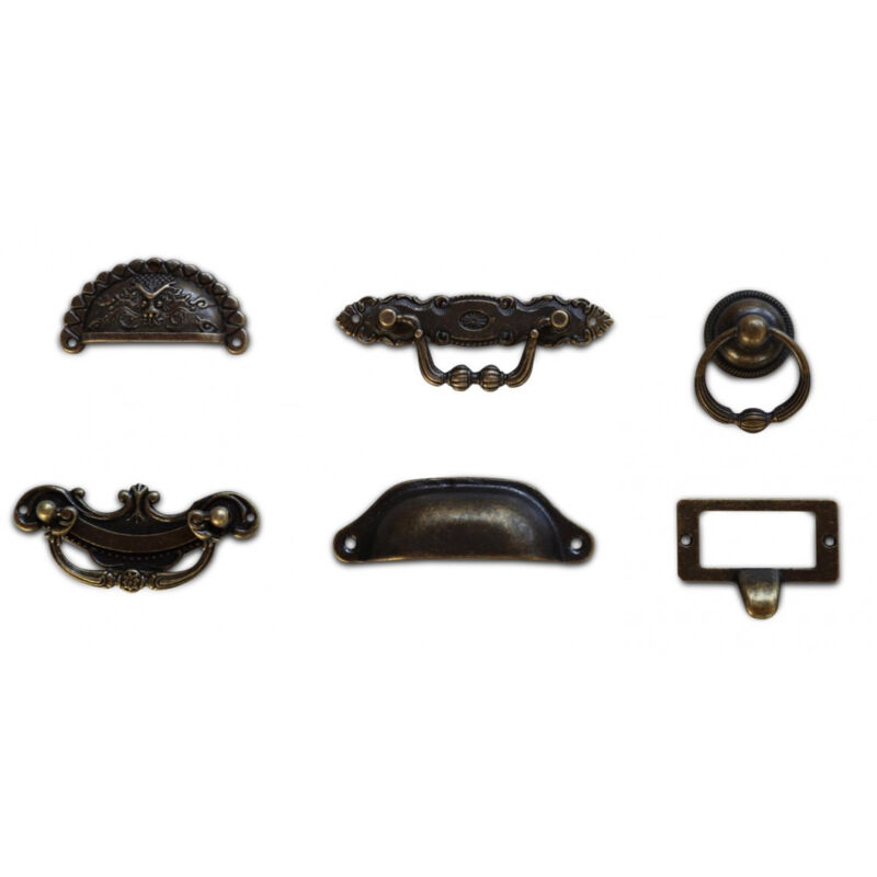 12 poignées fonte patinée 00 - Fonte - Marron - Décoration d'Autrefois