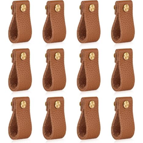 12 pomelli per mobili in pelle da 153 mm, robusti pomelli per ante e cassetti di armadi, un regalo fantastico, marrone
