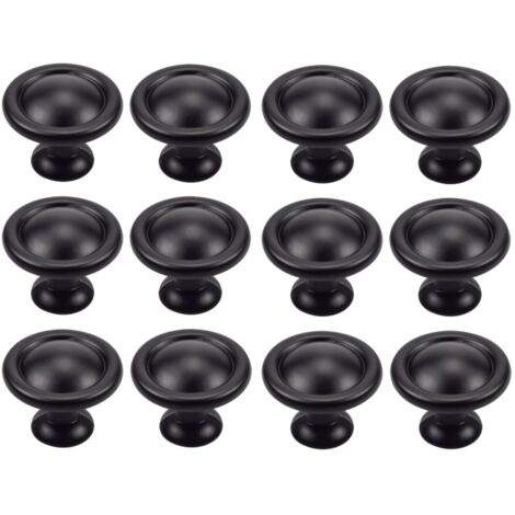 12 pomelli rotondi per cassetti, maniglia da cucina con viti, per armadietti, cassettiere, perfetti per porte, ufficio, camera da letto, credenza (nero)