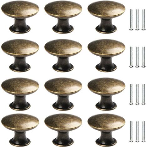 12 pomelli vintage da 30 mm in ottone anticato per porte e cassetti, maniglie per mobili da cucina e armadi, per cassettiere e guardaroba, bronzo anticato, pomello rotondo per mobili, pomelli vintage 