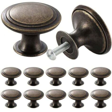 12 pomos vintage para cajones, tocador, muebles, tiradores con tornillos, bronce
