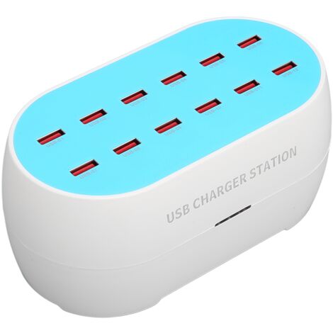 12-Port-USB-Ladestation (120 W), universeller Ladehub mit europäischem Stecker, tragbar und robust