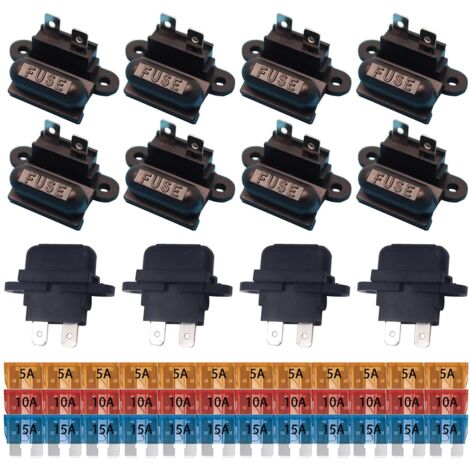 12 Porte-fusible, ATC Standard, Plastique Métal, 5A 10A 15A, Véhicule Bateau