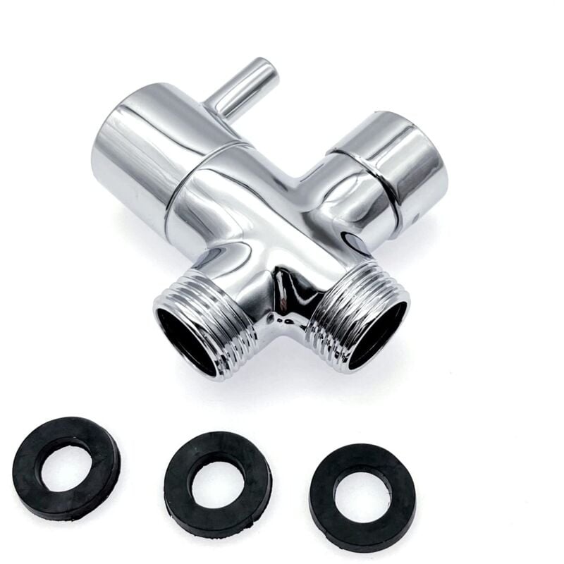 1/2 Pouce Vanne dérivation de bras douche 3 Voies séparateur pommeau douche laiton, G1/2 remplacement vanne dérivation douche métal avec rondelles