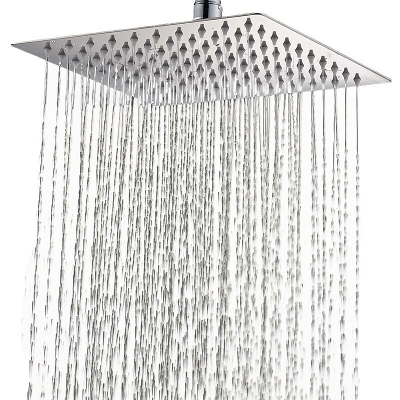 12 Pouces Pommeau de Douche Fixe, Tete de Douche Anti Calcaire, Pomme de Douche Carrée, Aspect Miroir, Angle de Rotation, Expérience de Douche