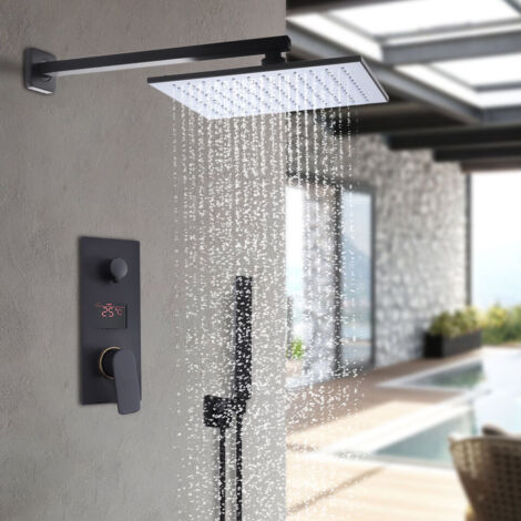 12 pouces Système de douche Douche de tête Baignoire encastrée Set de douche à effet pluie
