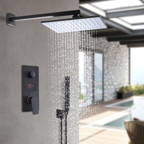 12 pouces Système de douche Douche de tête Baignoire encastrée Set de douche à effet pluie