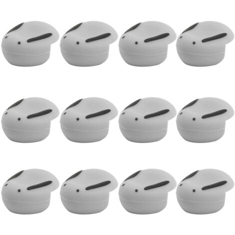 12 Protections d'angle en forme de lapin pour meubles, sécurité enfant, coins arrondis gris (lot de 12)