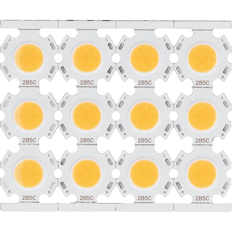 12 puces LED COB rondes, ampoule LED haute puissance 5W 15-17V, 450lm, pour lampes DIY, lampes de table, spots et downlights (chaud).