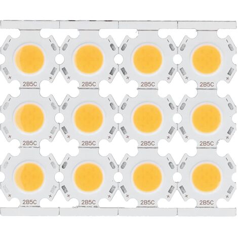 12 puces LED COB rondes, ampoule LED haute puissance 5W 15-17V, 450lm, pour lampes DIY, lampes de table, spots et downlights (chaud).