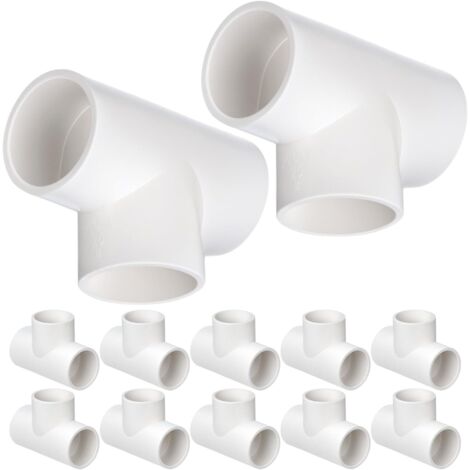 12 Raccords en T 3 voies, 25 mm (Blanc), Connecteurs pour tuyaux en PVC, pour serres, conduites d'eau, jardin