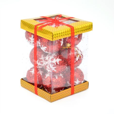 12 Red Glitter Christmas Tree Decorations Baubles Soft Foam Xmas Home Decor  5.5cm