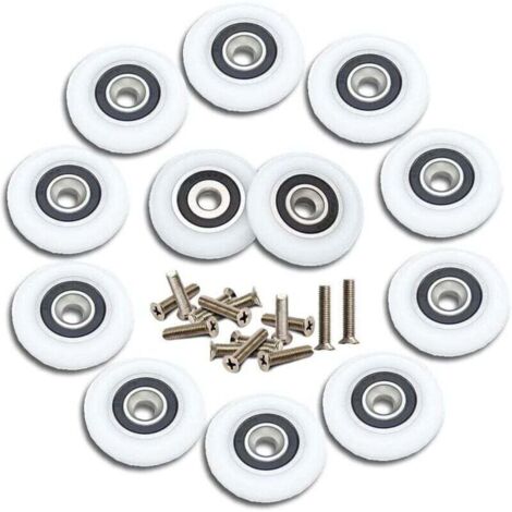 12 rollers for sliding shower doors, 23mm shower rollers, replacement rollers for shower doors with screws
