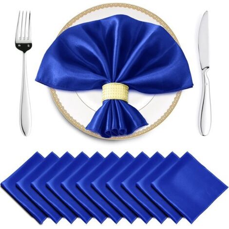 12 Royal Blue Satin Napkins - Silky Smooth - Fabric Tablecloth - Decorative Square Napkins - 4343 cm - Suitable for Weddings, Banquets, and Parties - Royal Blue