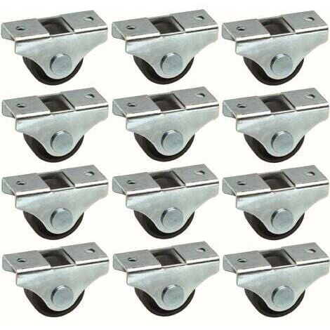 12 ruedas universales para muebles de 25 mm, color negro, para cama, armario, carrito, contenedor, mesa de almacenamiento