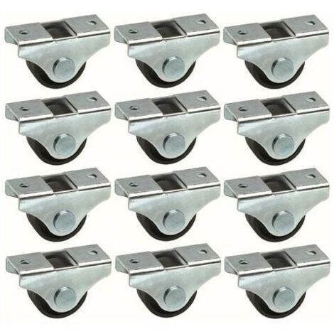 12 ruedas universales para muebles de 25 mm, color negro, para cama, armario, carrito, contenedor y mesa.
