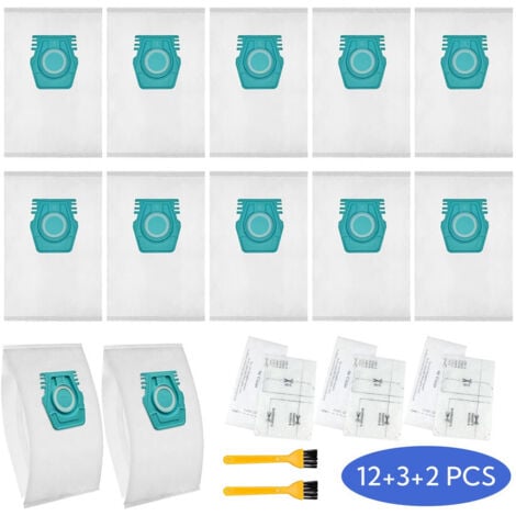 ANDYOU 12 sacs à poussière de rechange pour aspirateur Miele TU Guard L1/Guard S1/CO Guard M1 - Accessoire pour aspirateur : sac à poussière, 3 jeux de filtres en coton, petite brosse