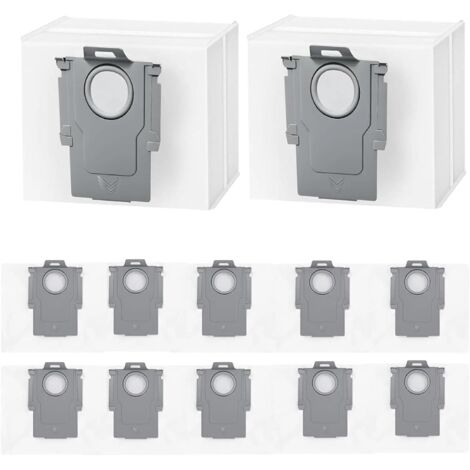 12 sacs à poussière pour station d'extraction d'aspirateur Roborock Q7 L5+/Q10 S5+/Q5 Pro+/S7 MaxV Ultra/S8 Pro Ultra/G10S PRO/Q7+/Q7 Max+/Q5+/Q5 Max+/S8+/S7 Pro Ultra/T8 /Q8 Max+ - Sac de rechange de