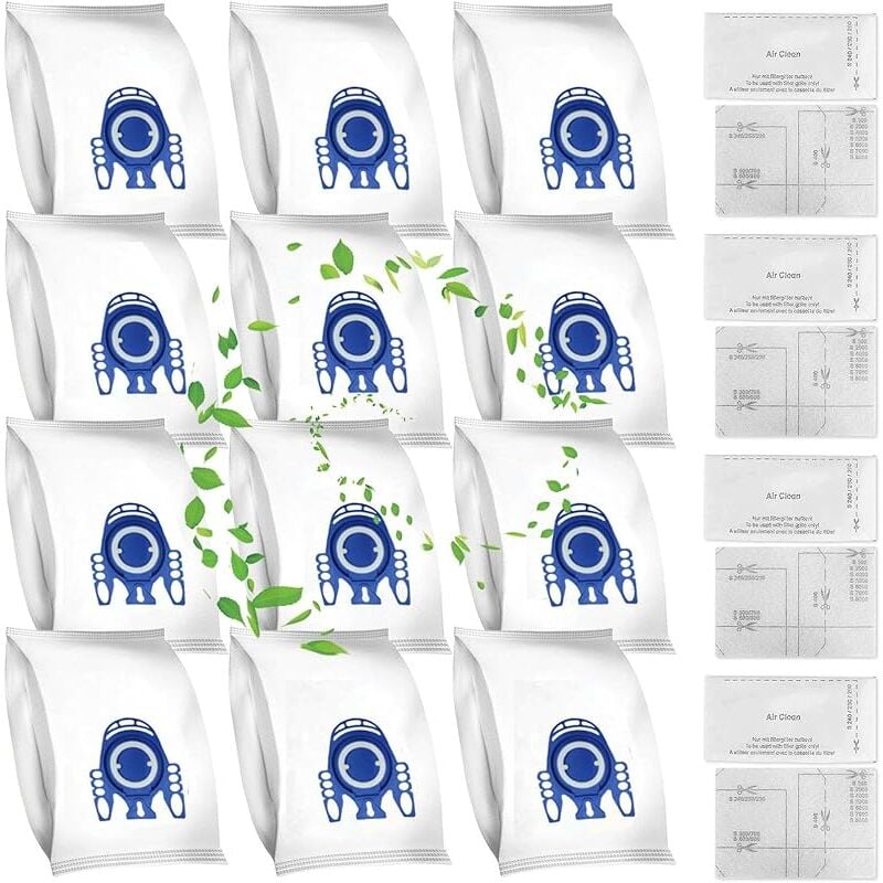 12 sacs d&39aspirateur pour aspirateurs Miele gn 3D Classic C1 Complete C2 C3, S2000, S5000 et S8000 Series Sacs à poussière, 4