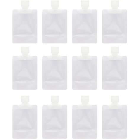 12 Sacs de Rangement Transparents pour Liquides de Voyage, Emballages Vides en Plastique Portable