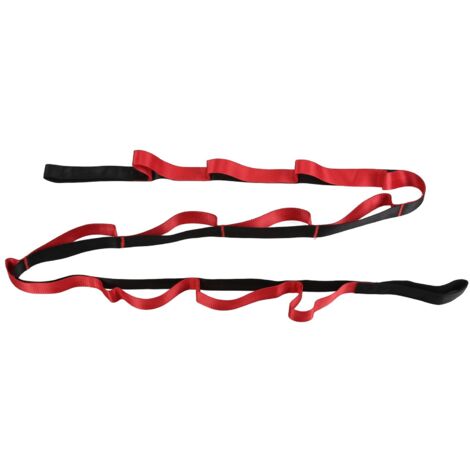 12-Schlaufen-Yogagurt aus nicht-elastischem Nylon für Dehnübungen, Pilates und Gymnastik, Rot