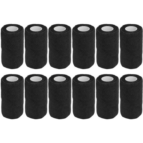 12 schwarze, 10 cm lange elastische Klebebinden für die Veterinärmedizin bei Pferden, Hunden und Kühen