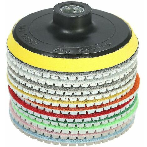 12 set di dischi abrasivi diamantati da 4 pollici (2 pezzi ciascuno per grana 30/50 + 1 pezzo ciascuno per grana 100/200/400/800/1500/3000/6000 + 1 disco abrasivo)