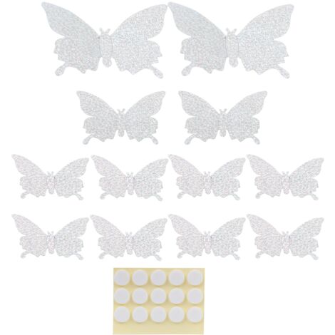 12 silberne, glänzende 3D-Wandaufkleber für Wohnzimmer, Hochzeitsdekoration und Inneneinrichtung