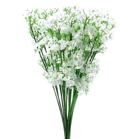 12 Stems Artificial White Gypsophila Silk Flower Bunch Baby's Breath--
