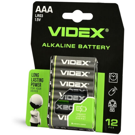 12 Stk. Starke Alkaline Batterien Großset Videx AAA LR03 1,5V 1200 mAh