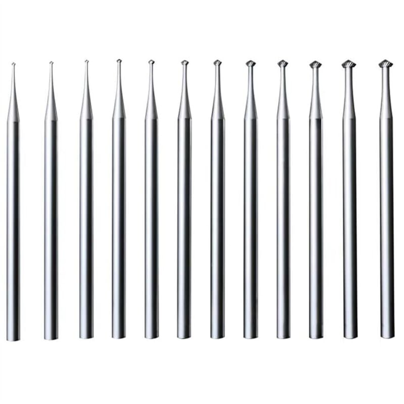 Image of 12 Stück 90º Hart-Bohrer - 3/32 Schaft 90 Grad Herzbohrer Schmuckgravur-Bits Lapidar-Bohrer-Set