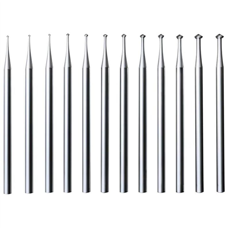 Image of 12 Stück 90º Hart Burr - 3/32 Zoll Schaft 90 Grad Herzbohrer Schmuck Gravur Bits Lapidar Set