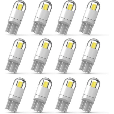 12 Stück 194 LED-Autolampen, 3030 Chipsatz, 2SMD T10 194 168 W5W LED-Keillampen, 1,5W 12V, Kennzeichenbeleuchtung, Einstiegsbeleuchtung, Kofferraumbeleuchtung, Begrenzungsleuchten, Weiß