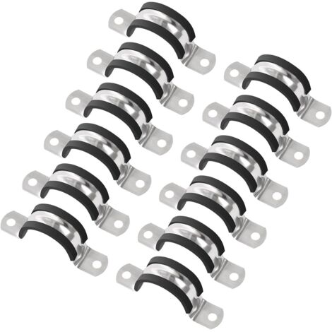 12 Stück 30 mm Schlauchschellen, 304 Edelstahl U-förmige Gummipolsterung Antivibrationsschellen für Rohre, Schläuche, Drähte
